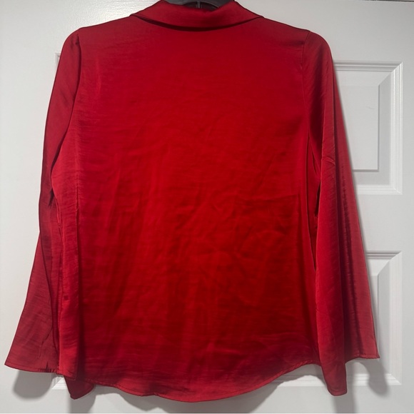 A New Day Red Button Down Shirt with Tie Front - Picture 4 of 7